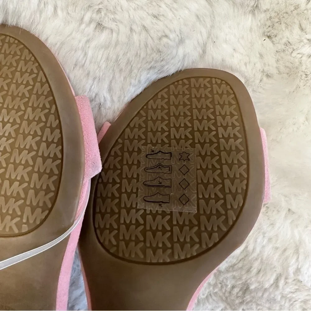 NEW Michael Kors Pink Suede Leather Lena Flex Mid Heel Strap Sandal 6.5 - Picture 7 of 10